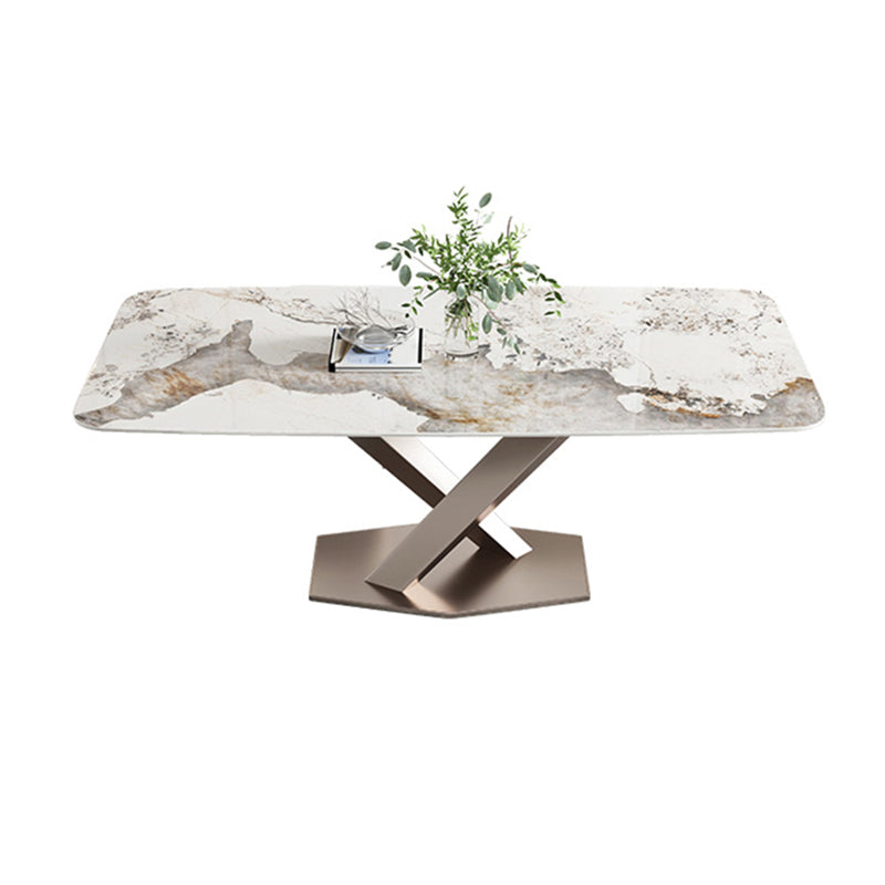 Contemporary Sintered Stone Gray Dining Set Rectangle Standard Dining Set for Kitchen