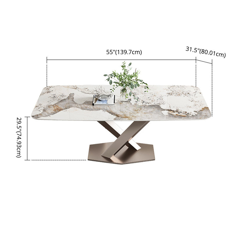 Contemporary Sintered Stone Gray Dining Set Rectangle Standard Dining Set for Kitchen