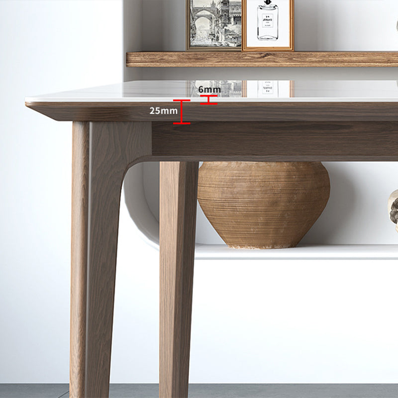 Minimalistische witte gesinterde stenen dinerset standaard rechthoekige vorm dinerset met 4 poten tafel
