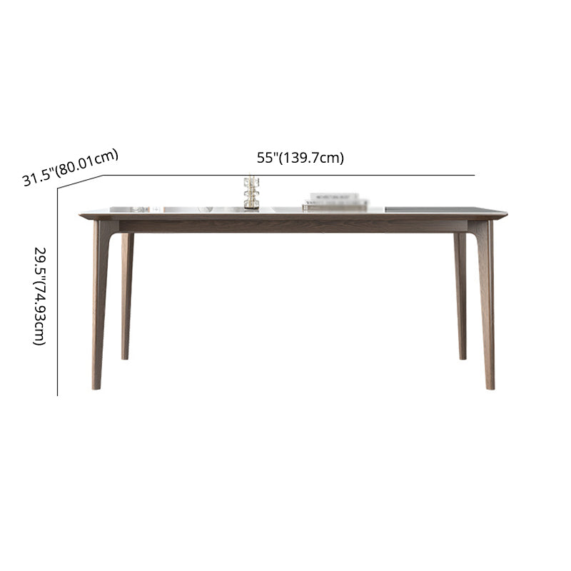 Minimalistische witte gesinterde stenen dinerset standaard rechthoekige vorm dinerset met 4 poten tafel
