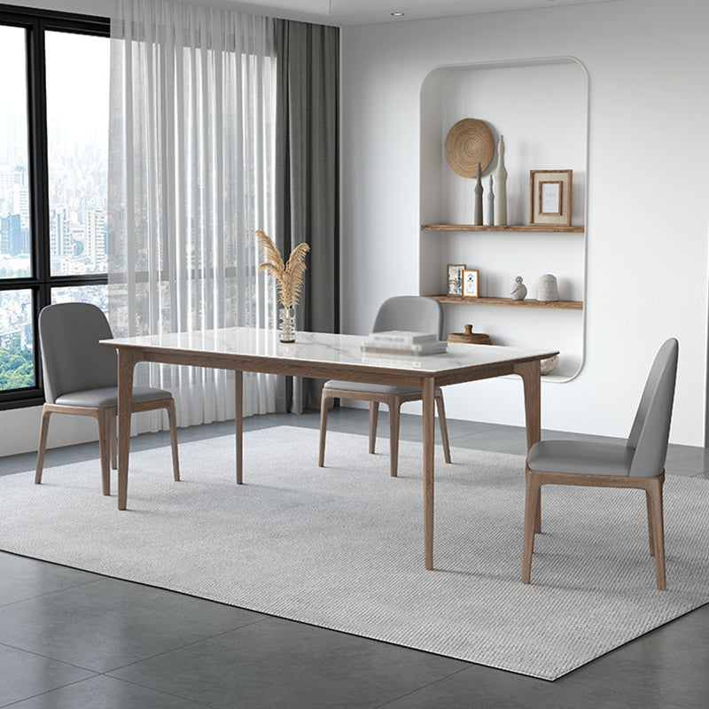 Minimalistische witte gesinterde stenen dinerset standaard rechthoekige vorm dinerset met 4 poten tafel