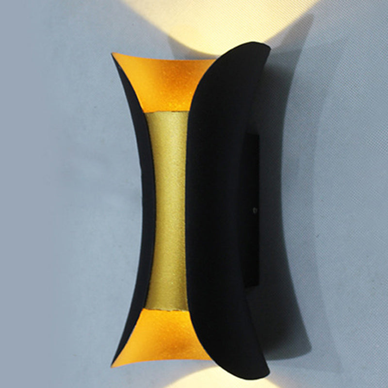 Curved Wall Light Lamp Sconce Modern Style Aluminum 2-Lights Black and Gold Wall Sconces