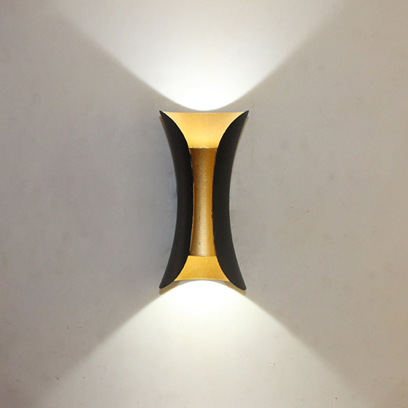 Curved Wall Light Lamp Sconce Modern Style Aluminum 2-Lights Black and Gold Wall Sconces