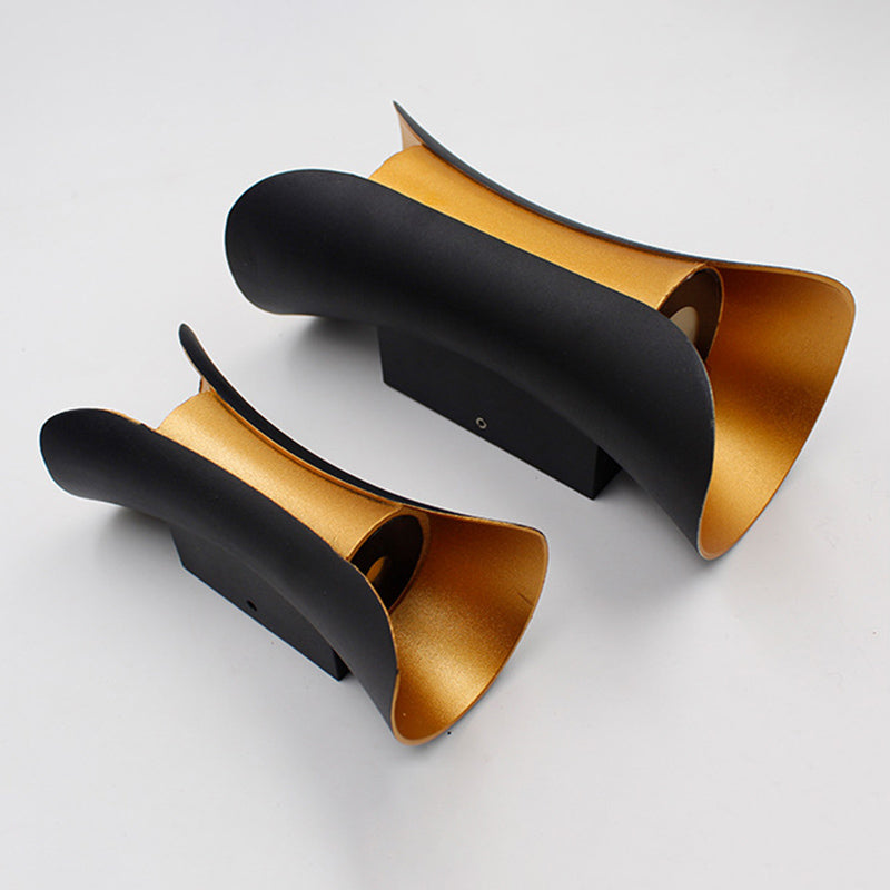 Curved Wall Light Lamp Sconce Modern Style Aluminum 2-Lights Black and Gold Wall Sconces