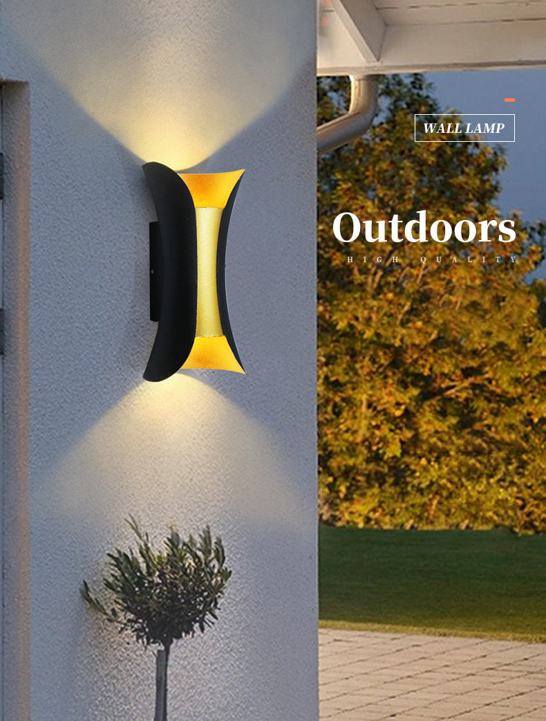 Curved Wall Light Lamp Sconce Modern Style Aluminum 2-Lights Black and Gold Wall Sconces