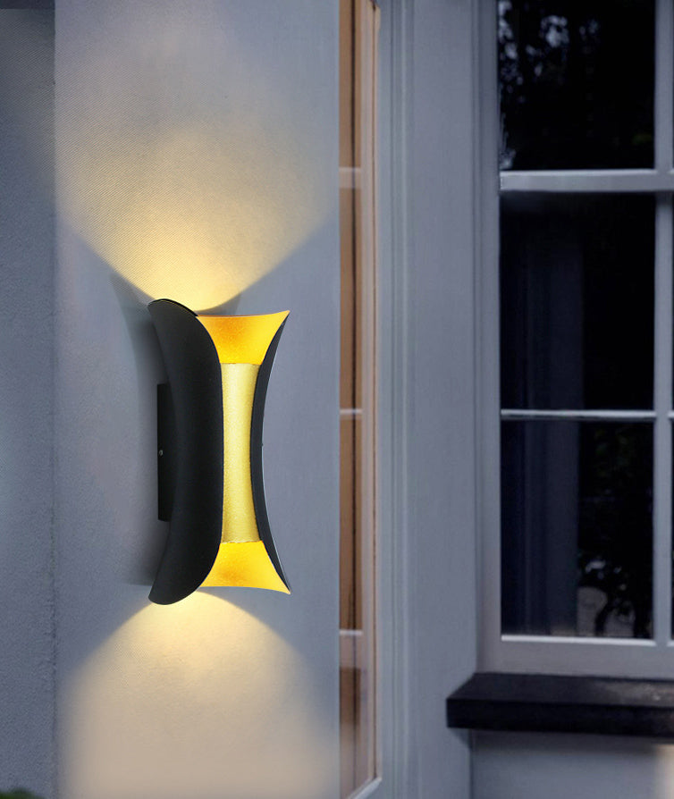 Curved Wall Light Lamp Sconce Modern Style Aluminum 2-Lights Black and Gold Wall Sconces