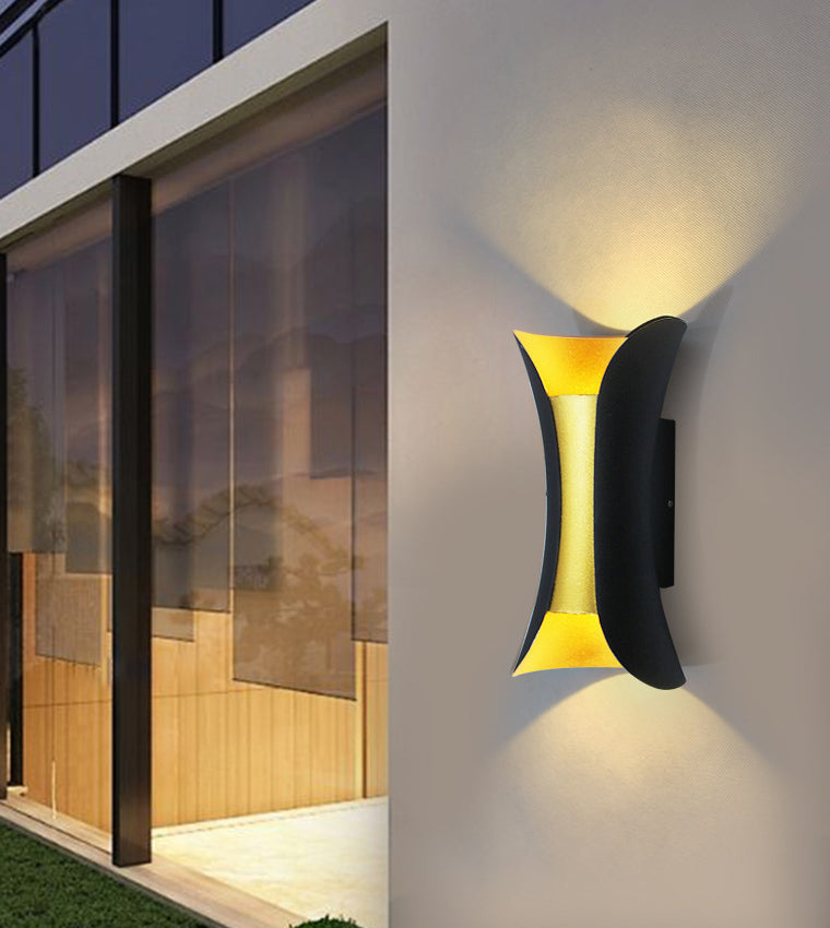 Curved Wall Light Lamp Sconce Modern Style Aluminum 2-Lights Black and Gold Wall Sconces