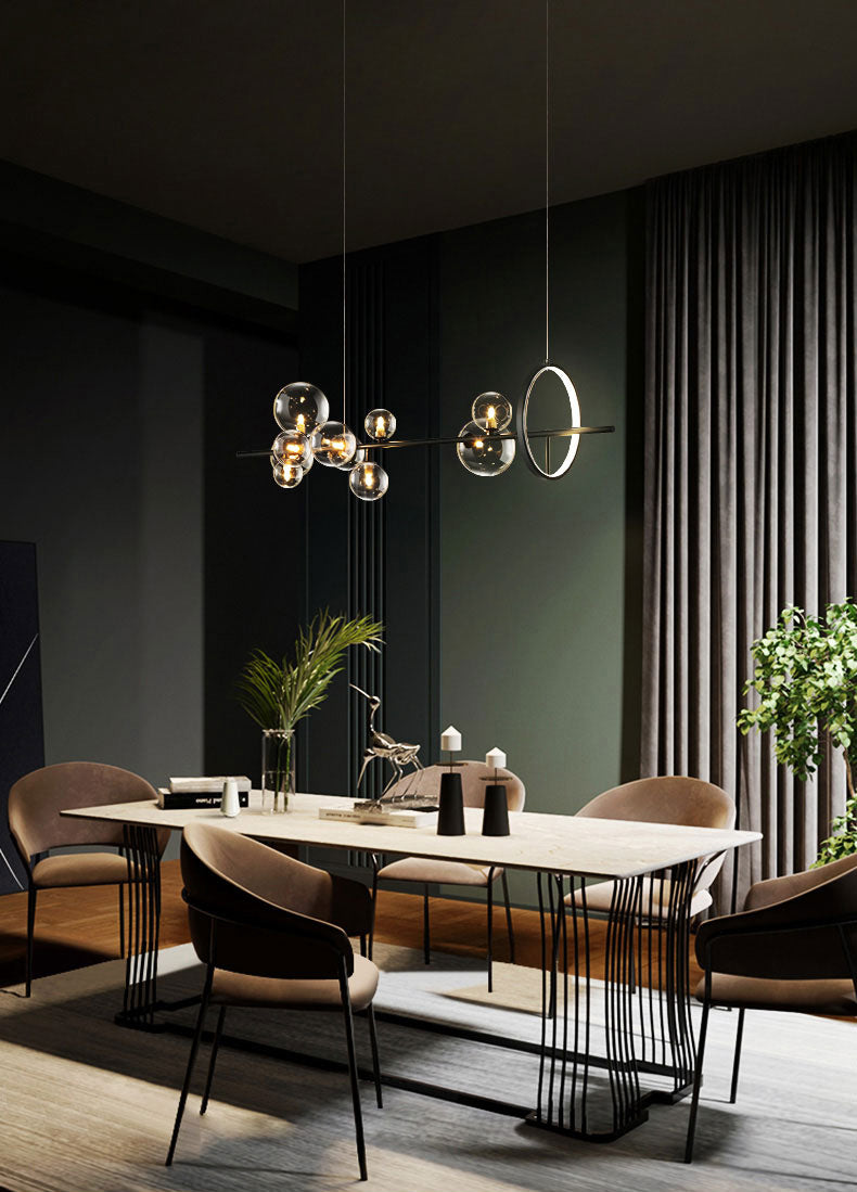 Modern Pendant Chandelier Linear Island Lighting Hanging Island Lights Glass Island Pendants