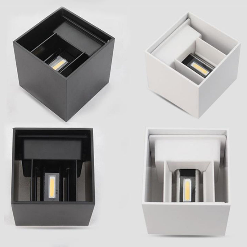 2-Lights Geometric Wall Lamp Fixtures Modern Style Black and White Aluminum Lighting