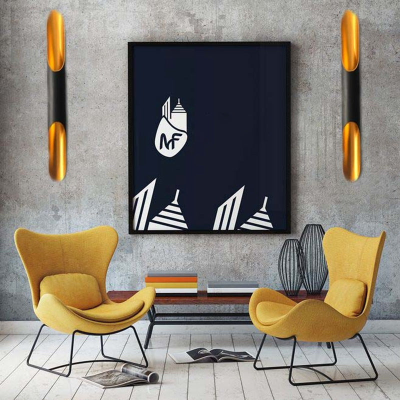 2-Lights Aluminum Sconce Wall Lighting Modern Style Black and White Pipe Wall Sconces