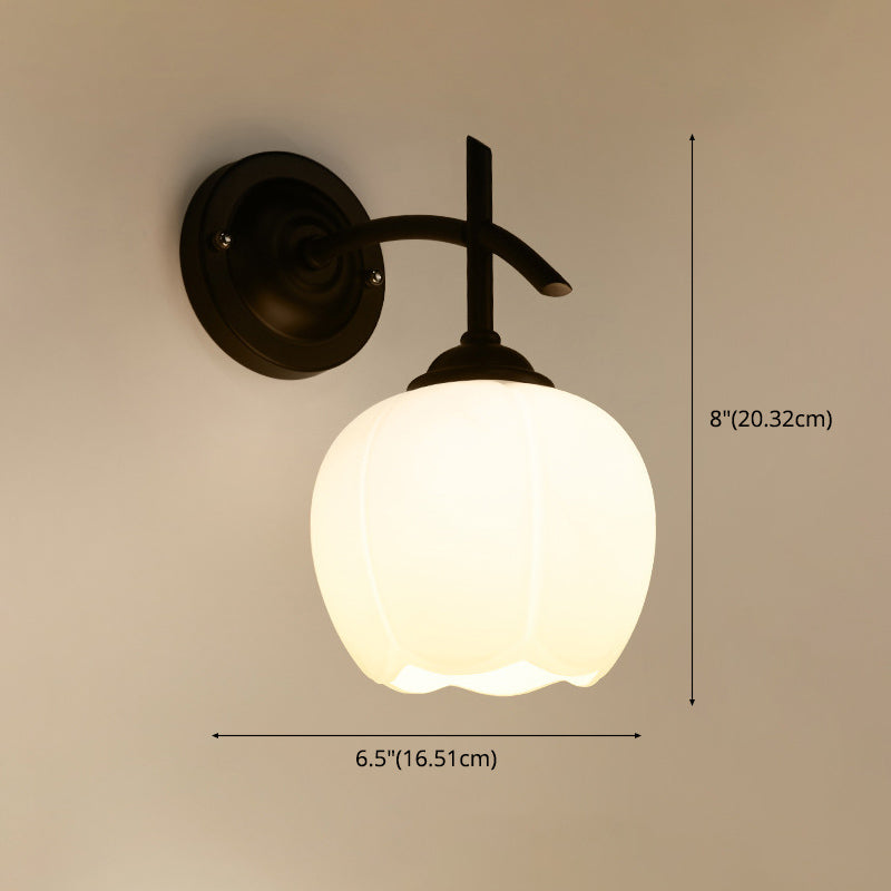 Globe Milk Glass Wall Mounted Light Industrial 1-Light Wall Sconce Light Fixtures