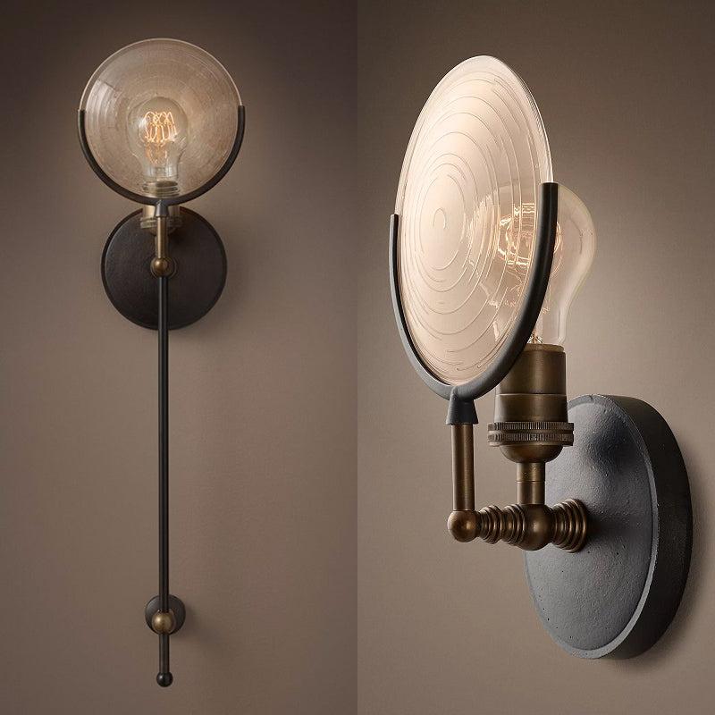 Lampada da parete con funce di vetro a 1 leggero vetro con la parete industriale.