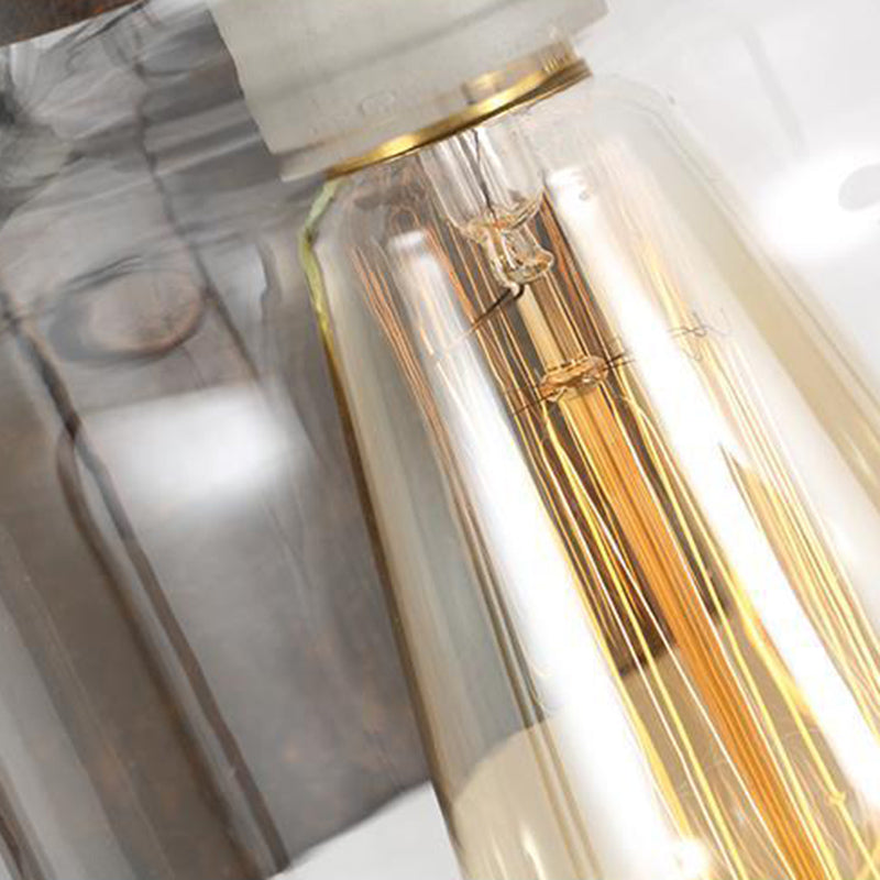 Schwarz 1-Licht-Wandmontage Leuchte Industrielle Clearglaszylinderlampe