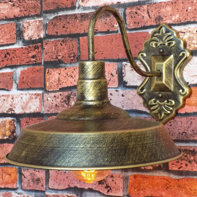 Iron Gooseneck Sconce Lighting Fixtures Industrial 1-Light Wall Light Shade