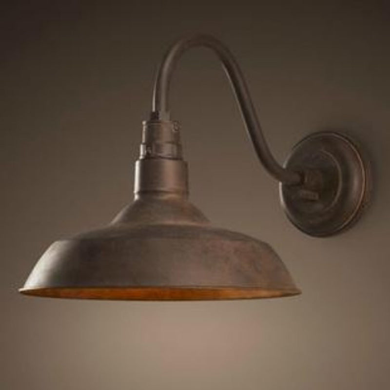 1-Light Sconces Wall Lights Industrial Gooseneck Metal Wall Lights in Black and Iron Rust