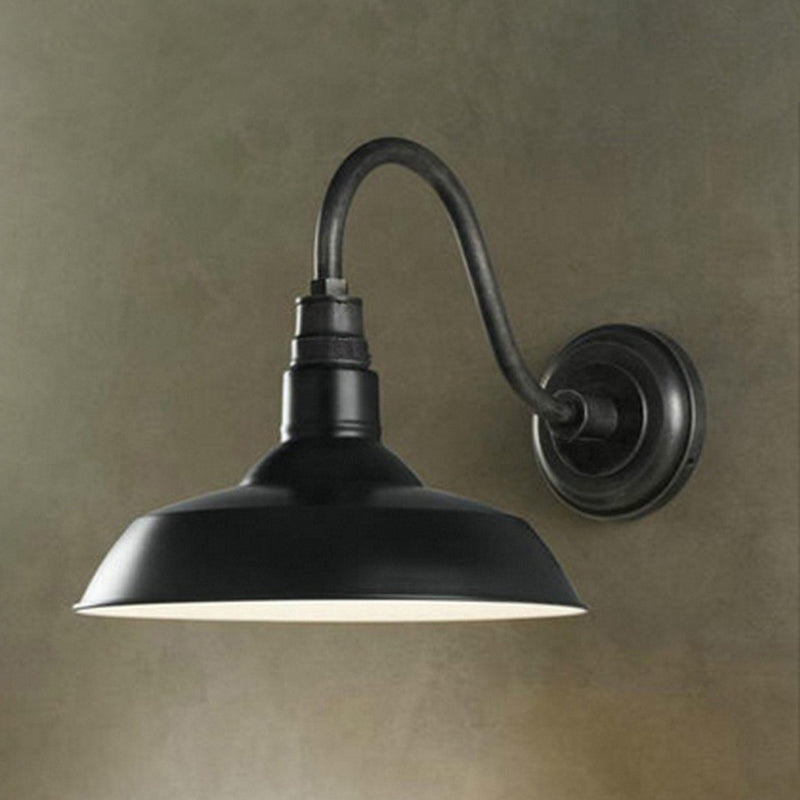 1-Light Sconces Wall Lights Industrial Gooseneck Metal Wall Lights in Black and Iron Rust