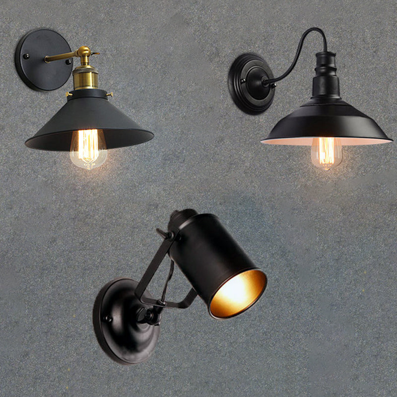 1-leichte Scheunenleuchte Leuchte Industrielle Schwarze Metall-Wandleuchten
