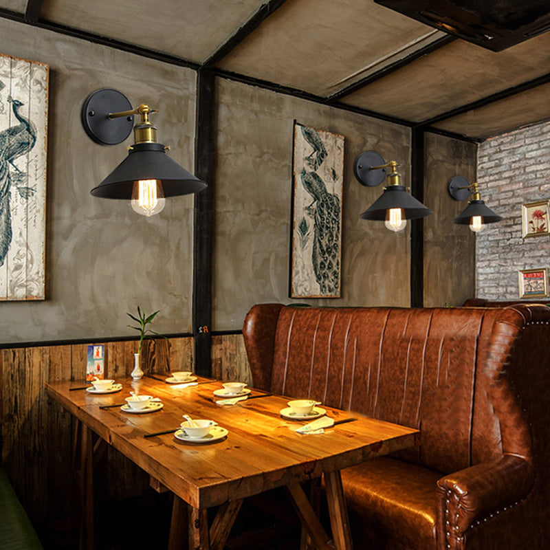 1-leichte Scheunenleuchte Leuchte Industrielle Schwarze Metall-Wandleuchten