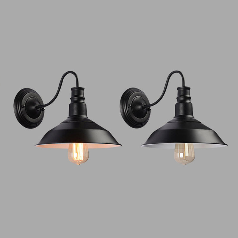 1-Light Barn Sconce Light Fixture Industrial Black Metal Sconce Wall Lighting