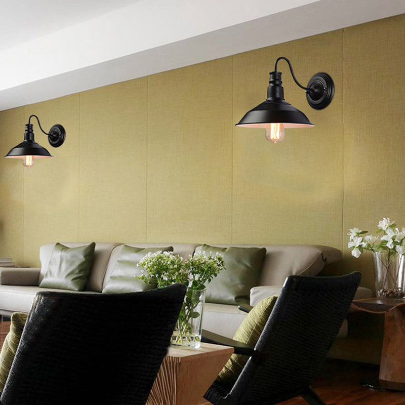 1-leichte Scheunenleuchte Leuchte Industrielle Schwarze Metall-Wandleuchten