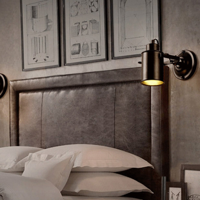 1-Light Barn Sconce Light Fixture Industrial Black Metal Sconce Wall Lighting