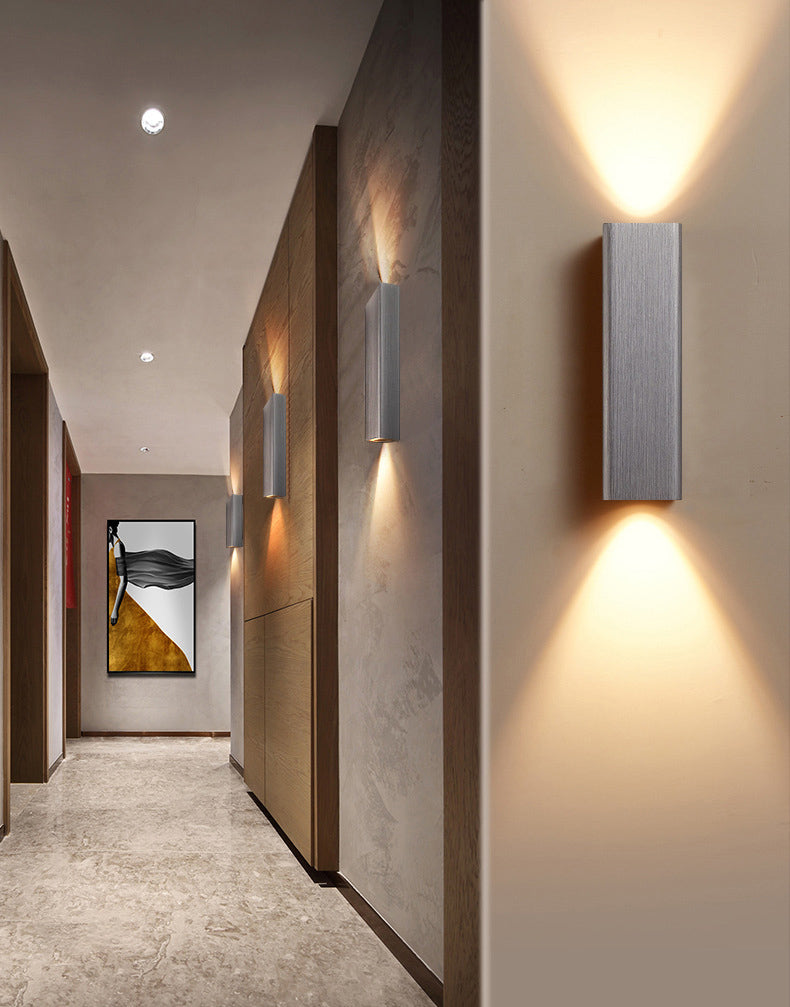 Rectangle Wall Lighting Fixtures Modern Style Aluminum 2-Lights Wall Mount Lamp