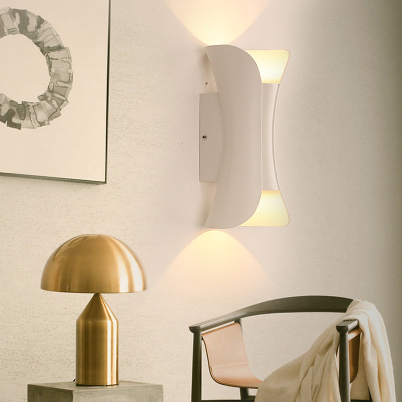 Aluminum Curved Wall Mounted Light Fixture Modern Style 2-Lights Sconce Lights