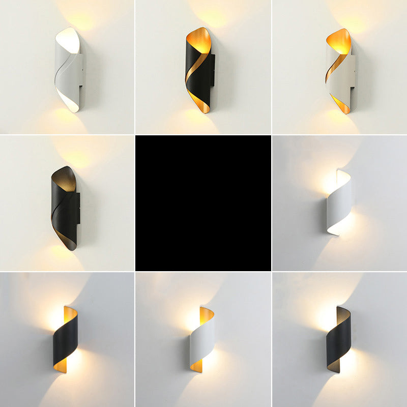 2-Lights Sconce Lights Modern Style Wrapped Aluminum Wall Lamps in Black and White