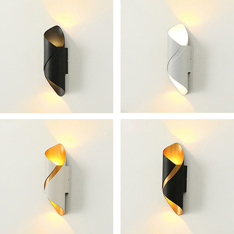 2-Lights Sconce Lights Modern Style Wrapped Aluminum Wall Lamps in Black and White