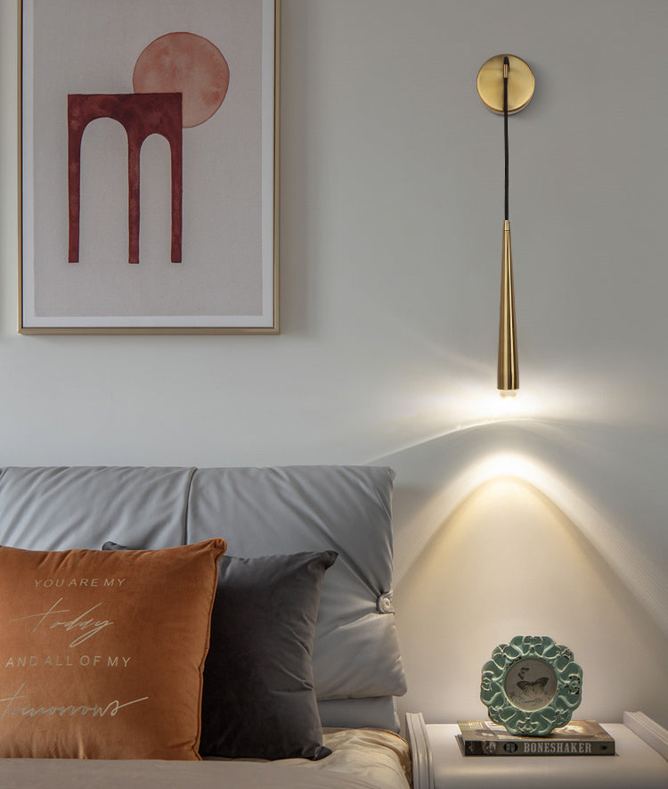 Tapered Brass Sconce Light Fixture Modern Style 1-Light Wall Mounted Lighting