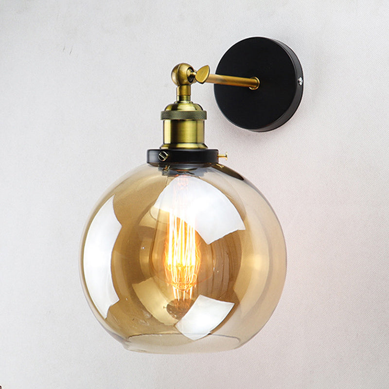 Geometric Shade Wall Lighting Modern Simple Style Glass 1 Light Sconce Light in Amber