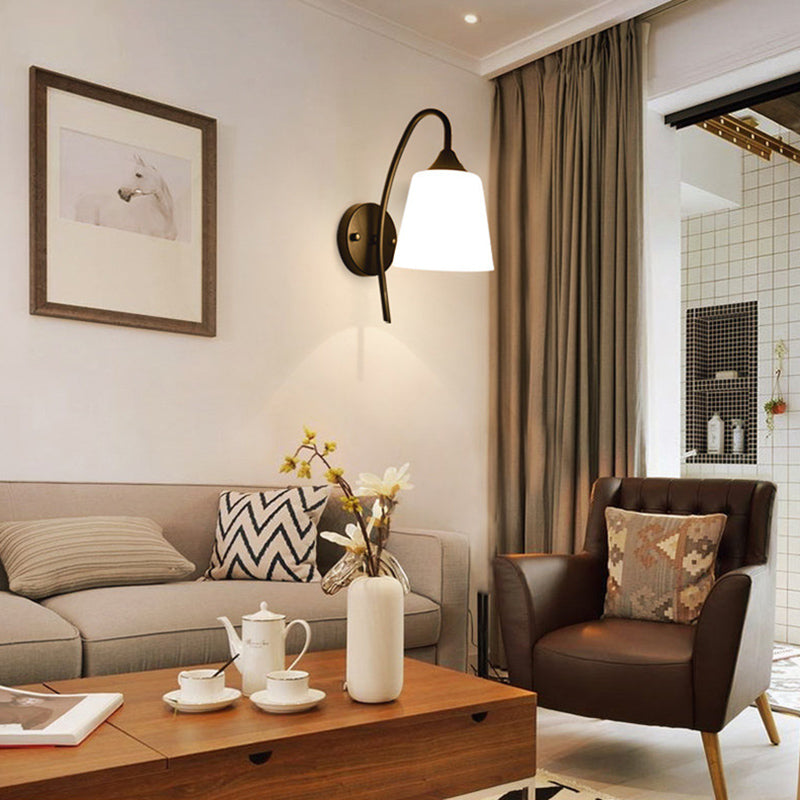 Glass Geometric Shade Wall Lights Modern Simple 1 Head Wall Mount Fixture in Black