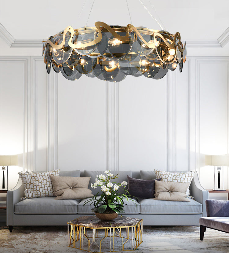 Glass Pendant Light Geometric Contemporary Ceiling Light for Living Room