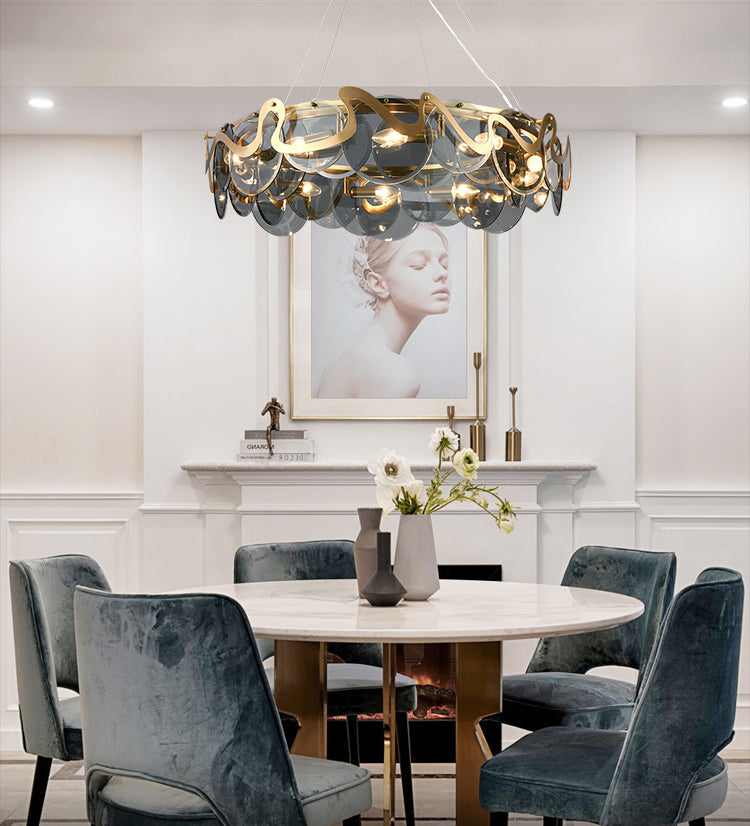 Glass Pendant Light Geometric Contemporary Ceiling Light for Living Room