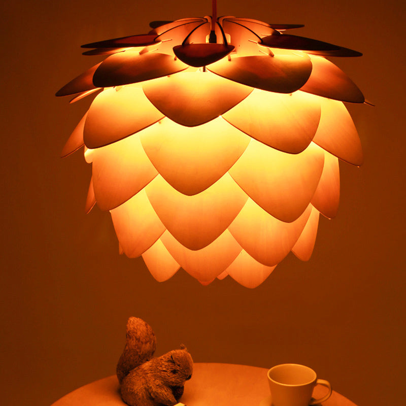 Luz de techo de madera moderna lámpara de pino de 1 luces Luz colgante para comedor para comedor