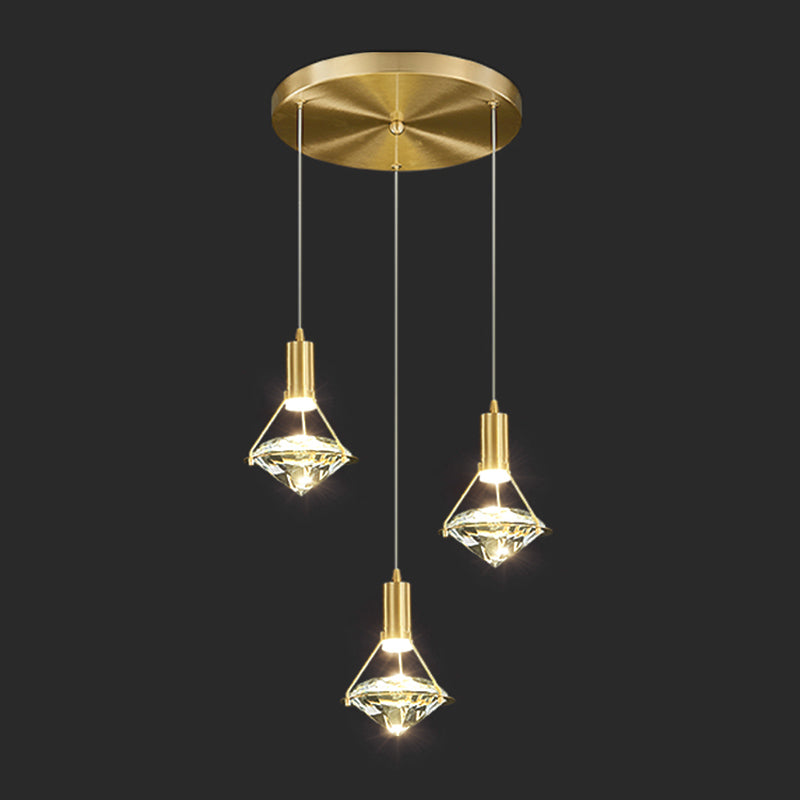 Gold Contemporary Hanging Light Kit Crystal Ceiling Light for Dining Room