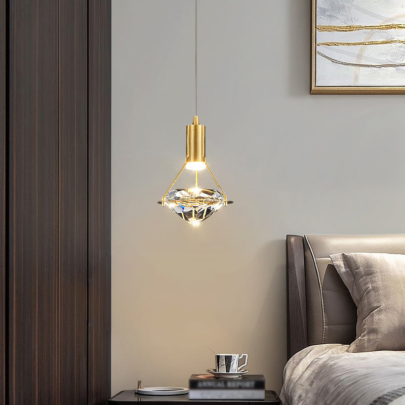 Gold Contemporary Hanging Light Kit Crystal Ceiling Light for Dining Room