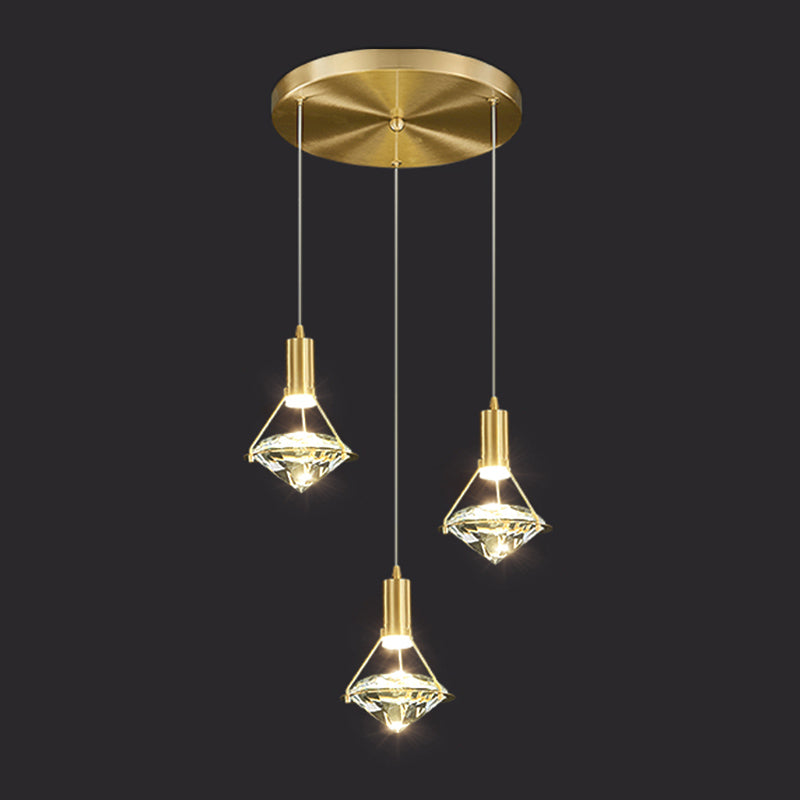 Gold Contemporary Hanging Light Kit Crystal Ceiling Light for Dining Room
