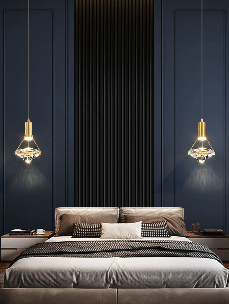 Gold Contemporary Hanging Light Kit Crystal Ceiling Light for Dining Room