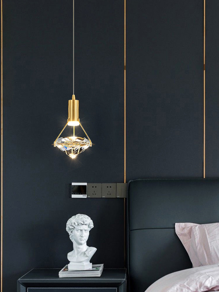 Gold Contemporary Hanging Light Kit Crystal Ceiling Light for Dining Room