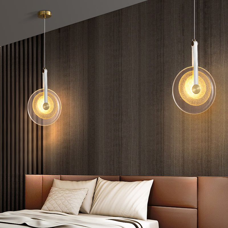 1-Licht-LED-Kreis zeitgenössischer Hanglampe-Kitglas Anhänger Licht für Schlafzimmer