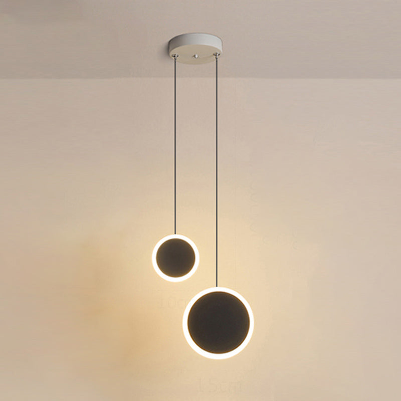 Aluminium 2-Light Circle Pendant Light Modern Modern Down Lighting pour la chambre