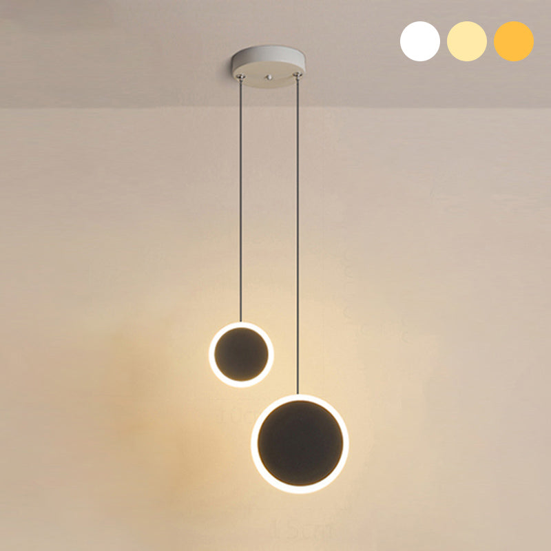 Aluminium 2-Light Circle Pendant Light Modern Modern Down Lighting pour la chambre