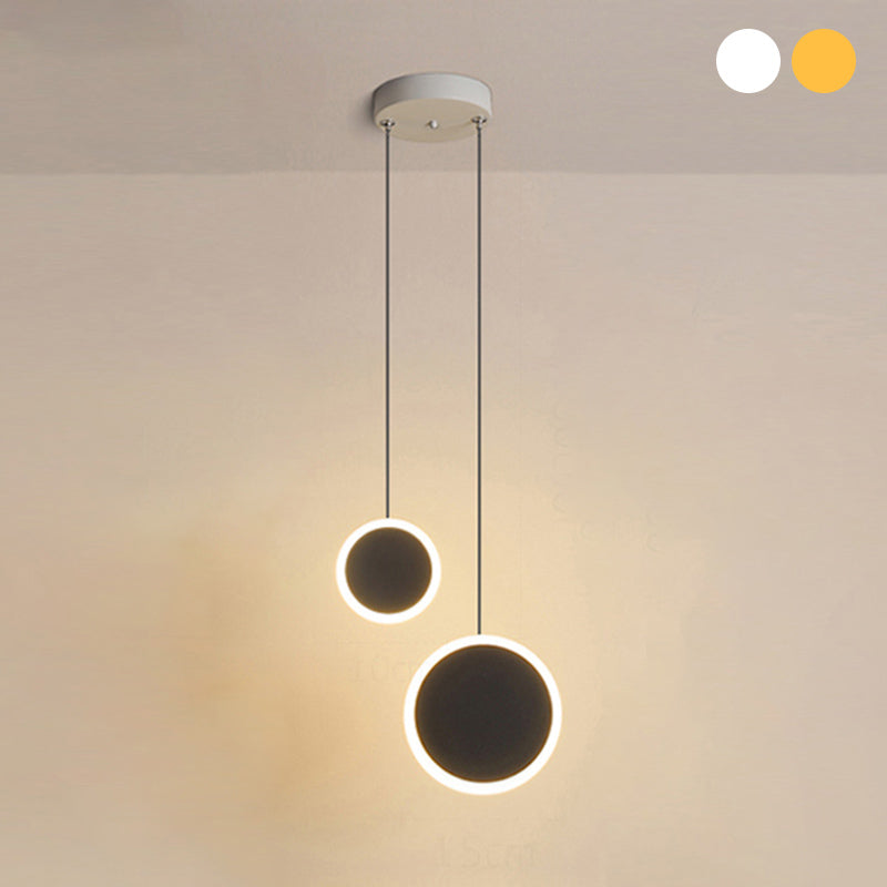 Aluminium 2-Light Circle Pendant Light Modern Modern Down Lighting pour la chambre