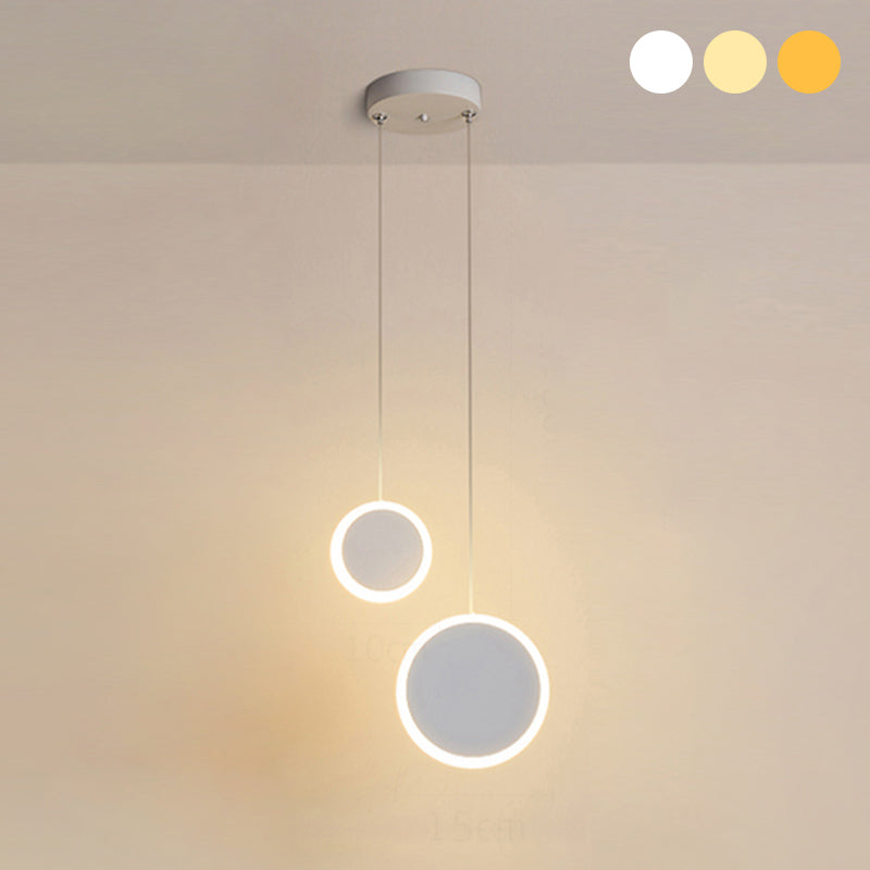 Aluminium 2-Light Circle Pendant Light Modern Modern Down Lighting pour la chambre