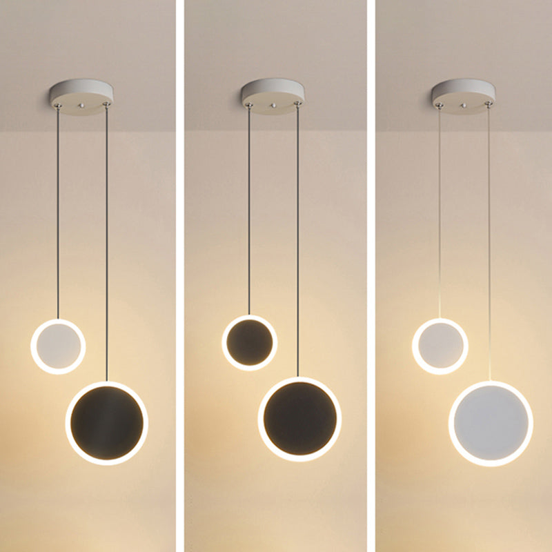 Aluminium 2-Light Circle Pendant Light Modern Modern Down Lighting pour la chambre