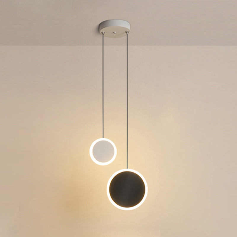 Aluminium 2-Light Circle Pendant Light Modern Modern Down Lighting pour la chambre