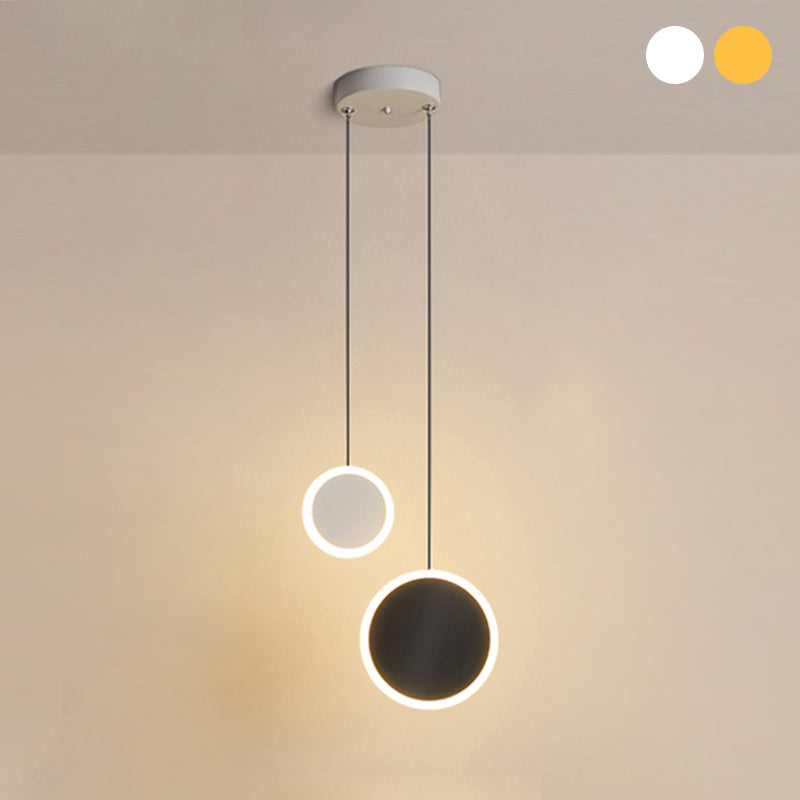 Aluminium 2-Light Circle Pendant Light Modern Modern Down Lighting pour la chambre