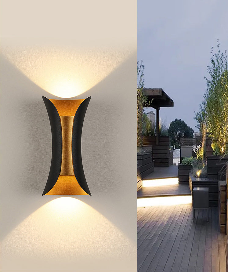 Lampada montata a parete in stile moderno a parete a muro 2 luci di luce in alluminio in nero in nero e oro