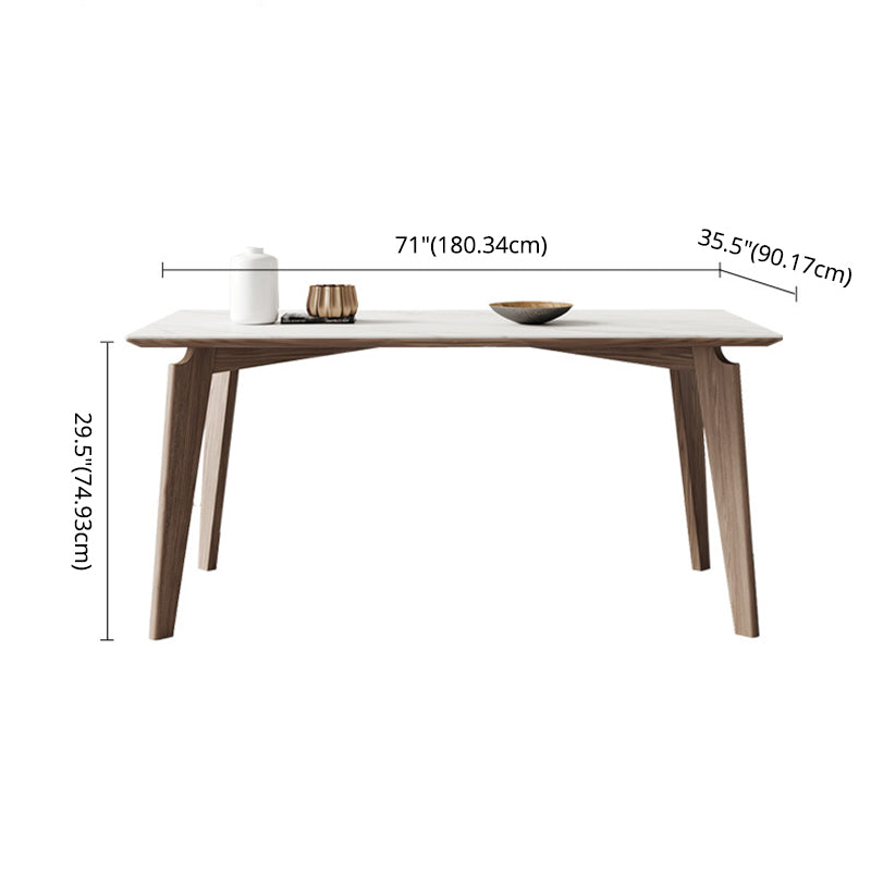 Minimalistische feste Sinterstein -Esszimmer -Tisch mit 4 festen Holzbeinen für die Küche